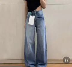 ワイドレッグデニム　ライトブルー　Mサイズ　ズボン　デニムパンツ　新品
