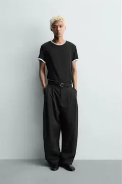 ZARA ドローストリング イージーパンツ ブラック XLのサムネイル