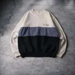 【90sUSA製】ワンポイント　ヴィンテージ　ボーダースウェットシャツ　古着