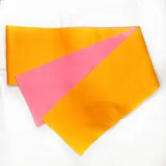 洗える 半幅帯 浴衣 小紋 リバーシブル 単色 イエロー ピンク