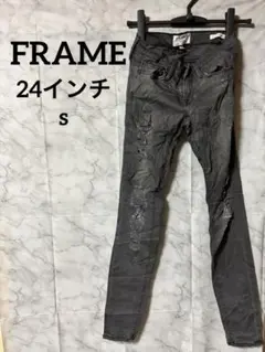 FRAME グレー ダメージデニム 24 海外古着　スキニーのサムネイル