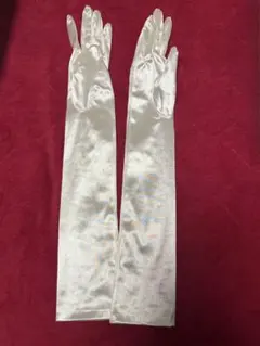 アイボリー サテン ロングウェディンググローブ