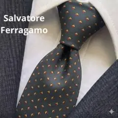 Salvatore Ferragamo フェラガモ ネクタイ シルク 総柄 黒