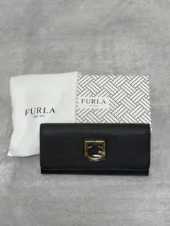 【新品未使用】FURLA ブラックレザー長財布