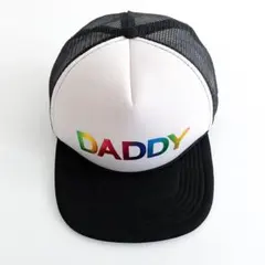 海外古着 プリント メッシュキャップ トラッカー 帽子 ツートンカラー ブラック