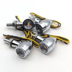 小型 ビレット LED ウインカー 砲弾型 ミニマル メッキ カスタム バイクのサムネイル