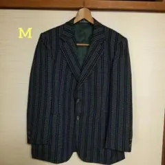 ★⑧BLAZER青と黒のデザインストライプ テーラードジャケット★
