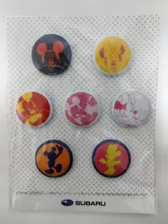 ミッキー＆ミニー 缶バッジ 7個セット（SUBARUノベルティ）