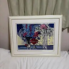 ミッシェルアンリ「ブルーの窓辺」版画 サインあり