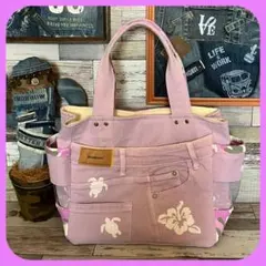☆カラーデニムリメイク☆パープル☆クリアポケット☆トートバッグ☆ハンドメイド