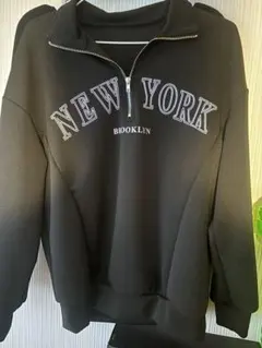 ニューヨーク・ブルックリン ハーフジップスウェット