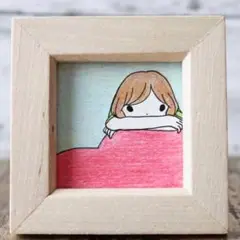 【574】【女の子の絵】額付オリジナルアナログ手描きイラスト原画　自作創作作品