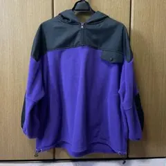 レディース ハーフジップ アウター ボアジャケット フリースジャケット 紫 黒