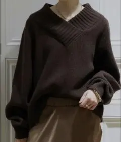 ✨Deuxieme Classe OLBIA人気アゼVネック プルオーバーニット
