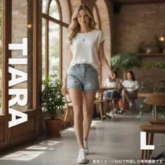 1734 TIARA ティアラ トップス L ホワイト フレンチスリーブのサムネイル