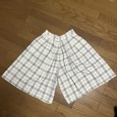 チェック柄ワイドパンツ　キュロット