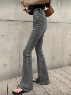 SHEIN シーイン　ハイウエストフレアデニムパンツ