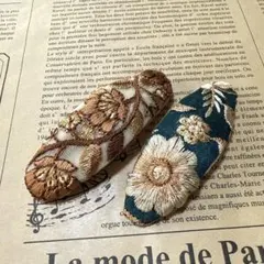 インド刺繍リボンパッチンピン2個セット