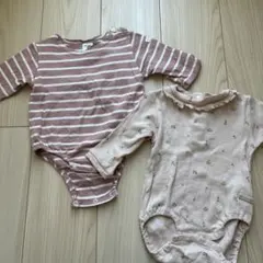 ベビー服　ロンパース ピンク　花柄　ボーダー　長袖　バースデイ