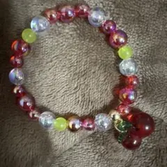 カラフルビーズチェリーブレスレット 赤 メンカラ 推し活