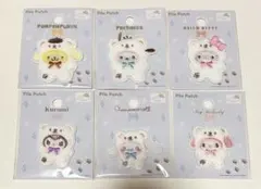 匿名配送　パイルワッペン シール セリア サンリオ6枚セットふわふわスノー