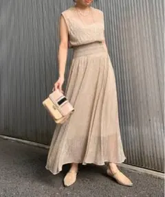 Ameri アメリMEDI SMOCKING LAME DRESS