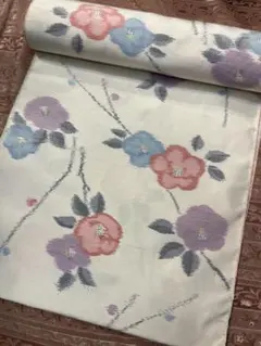 反物　着尺　Lame紬　紬　変わり菱　琉球絣　黒地　銀糸　着物　092a u 反物着尺Lame紬紬変わり菱琉球絣黒地銀糸着物092a u|mercari商品