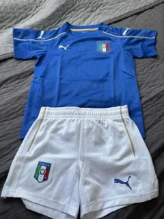 新品タグ付き】PUMA サッカー イタリア代表 ポロシャツ 白 紺 FIGC 