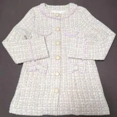 160★メゾピアノ★フリル付き！ラメ入りノーカラーおしゃれコート★