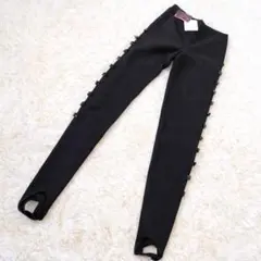 rienda サイド装飾レギンス ブラック ストレッチ F スパッツ