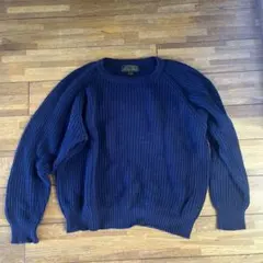 Eddie Bauer ネイビー セーター L 80s USA製　ラグラン黒タグ