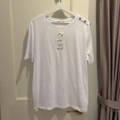 ✴︎新品タグ付き✴︎ZARA ザラ ビジューボタン Tシャツ ホワイト L