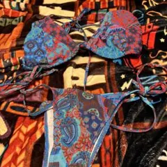 み*ん様 青と赤のパターン セパレートビキニ Mサイズ