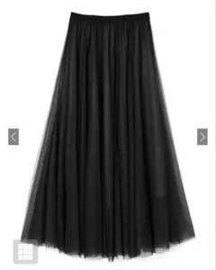 ボリュームロングチュールスカート Mサイズ ブラック/ホワイト