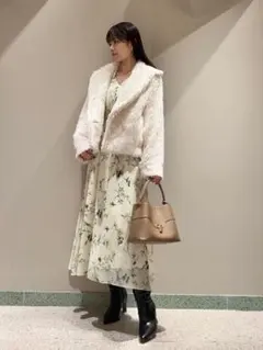 snidel ウエストシャーリングプリントワンピース