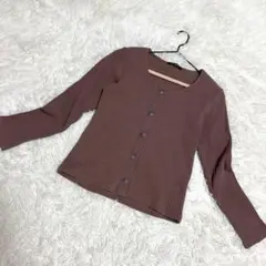 INGNI✨良品　リブカーディガン　総ボタン　ぴったり　きれいめ　ブラウン（M）