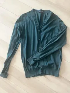 JOHN SMEDLEY 濃グリーン Vネック カーディガン XSのサムネイル