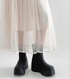 防菌》 厚底 プラットフォーム サイドゴア 消臭 ショートブーツ