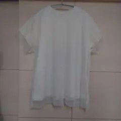 GU、XL、オフホワイト、チュールつきカットソー