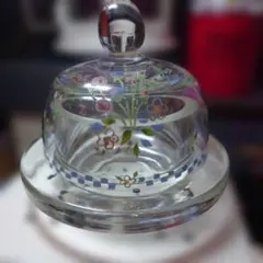 ガラス製 キャニスター 花柄 ドーム型のサムネイル