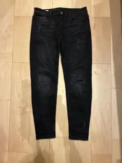 ZARA ブラック スキニーデニム ダメージ加工