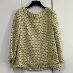 Diagram イエロー系ツイード 五分袖ブラウス