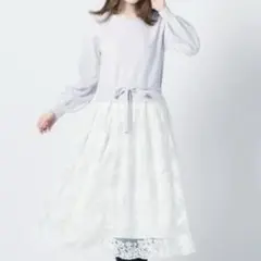 ミッシュマッシュ　レースドッキングニットワンピース