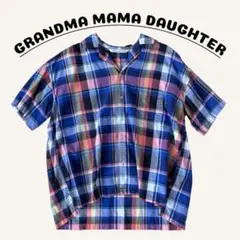 GRANDMA MAMA DAUGHTER コットンリネン チェック柄半袖シャツのサムネイル