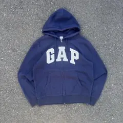 お*ゆ様 00s oldgap ネイビー ロゴ 短丈 ジップパーカー シティーボ