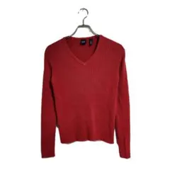 GAP リブニット XS レッド Vネック コットン 上品 鮮やか カジュアル