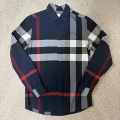 BURBERRY チェック柄 長袖シャツ ネイビー Sのサムネイル