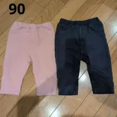 SIMPLE FREE 七部丈デニム風ボトムス 2点セット