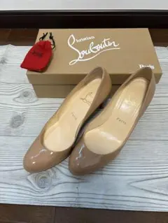 新品未使用36.5 クリスチャンルブタン ピンクベージュ エナメル