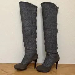 THE FERST リブニットロングブーツ 厚底